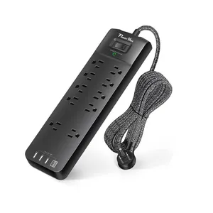 Tonghua 10-Outlet Surge Protector 4USB smart power socket plug power strip with usb electrical outlet with type c and usb