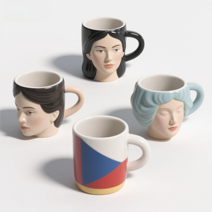 <span class=keywords><strong>Tazas</strong></span> de Café de Cerámica Nórdica Checa. Taza Diaria con Diseño Personalizado Pintado a Mano en 3D - Product Image 1