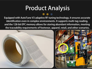 수동 860-960MHz UHF <span class=keywords><strong>RFID</strong></span> 소매 라벨 소매 관리를 위한 장거리 독서 코팅 용지 사용자 정의 인쇄 - Product Image 5