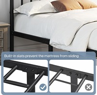 Cadre de lit plate-forme en fer forgé noir moderne avec rangement Lits en métal de style hôtel pour chambre à coucher
