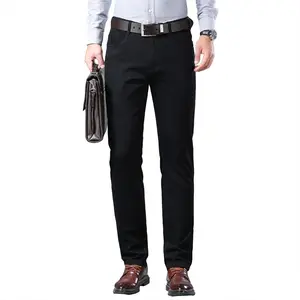 Rahat streç iş klasik pantolon orta yaş ince düz düz renk erkek kot