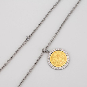 Collar de Acero Inoxidable para Hombre, Chapado en Oro de 18K, Colgante de Tai Chi Bagua, Joyería de Regalo - Product Image 3