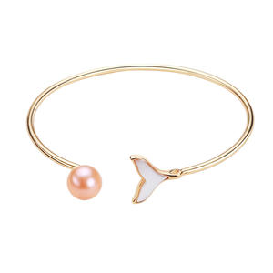 Vente en gros de bracelets en perles d'eau douce plaquées or Zhuji, coquille d'Edison, queue de poisson, cuivre, autres bijoux élégants en perles - Product Image 5