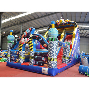 Commercial Grade 0.55mm PVC Tarpaulin Giant Rocket-themed Double-lane Inflatable Playground <b>Slide</b> Blower Easy Setup 300-500kg - Product Image 4