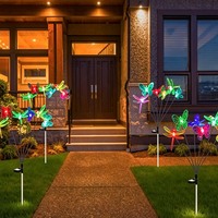 Lampes solaires TSINYE en forme de papillon et de libellule, 6 têtes, 2 modes, étanches, décoratives pour pelouse, patio, mariage, fête