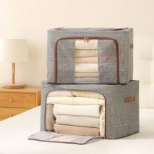 Household Collapsible Fabric Organizer Home Durable Heavy-Duty Steel Frame Storage <b>Bins</b> with Window - Product Image 1