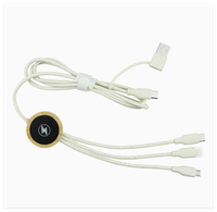 Kabel Data Pengisian Cepat 3-in-1 Berkualitas Tinggi, Berbahan Nilon Kepang, Pengisi Daya Ponsel Aluminium Micro USB Type C dengan Logo LED