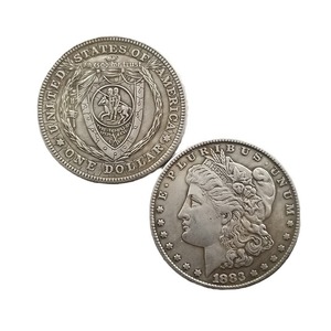 Réplica de la Moneda Hobo Morgan de EE. UU. de 1893, Sello del Escudo de los Caballeros Templarios, Cruzadas, Templo de Salomón, en Dios confiamos, Ojo Masónico, Plateado - Product Image 4