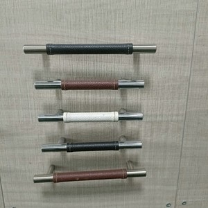 Stainless Steel Leather Cabinet Handles Bar Shape Modern Design Durable Furniture Handle For Cabinet <b>Doors</b> - Product Image 3