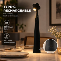 Lampe de table LED de luxe durable avec chargement USB, en ABS, à pied haut, avec contrôle tactile de gradation, idéale pour bureau et chambre de bébé