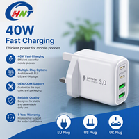 Chargeur mural USB-C 4 ports électrique 40W HNT Factory Wholesale avec charge rapide PD3.0 QC3.0 et protection OTP – Adaptateur secteur multiport