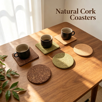 Sous-verres en liège recyclé et renouvelable pour boissons, personnalisables, promotionnels, écologiques, en liège de bois et en marc de thé