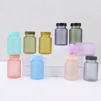 Bouteille en plastique PET 120 ml, colorée, givrée, prête à l'emploi, de qualité alimentaire, sérigraphiée, pour capsules de santé et comprimés de calcium