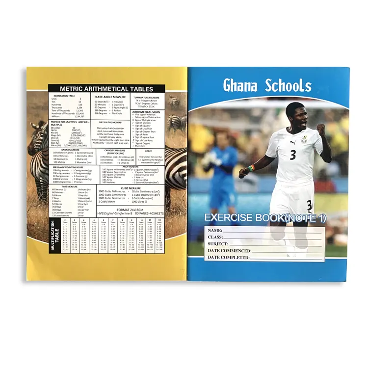 De alta calidad de Ghana de papelería de la Escuela China estudiante ejercicio libro de impresión de