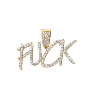 RQ-Colgante personalizado con nombre y letra Circonia cúbica para hombre y mujer, joyería de rapero, Hip Hop - Product Image 4