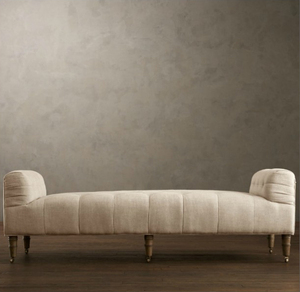 Panca con Ruote Stile RH, Panca Imbottita Vintage Francese per Fondo Letto, Panca Moderna in Stile Rustico per <span class=keywords><strong>Camera</strong></span> <span class=keywords><strong>da</strong></span> Letto - Product Image 1