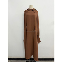 Robe Abaya à capuche de style Dubaï, couleur unie, décontractée, ample, respirante, à manches longues, pour femmes du Moyen-Orient
