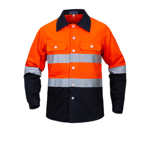 Ensemble de vêtements de travail de chantier de construction vêtements de sécurité réfléchissants jaune fluorescent orange avec <span class=keywords><strong>bandes</strong></span> de protection du travail en coton - Product Image 5