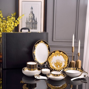 Porcelain Dinner <b>Sets</b> Factory Direct Sales of New European Style Luxury Bone China Tableware and 28pcs Giveaways Ceramic Cup Kit - Product Image 2