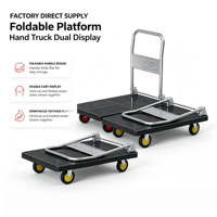 Chariot de manutention industriel robuste à quatre roues, chariot à plateforme pliable pour la logistique
