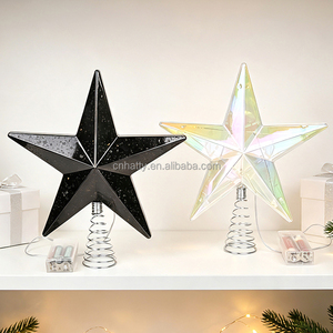 Handmade Modern Factory Plastic Lighted Star-Shaped Spring-Base Tree <b>Topper</b> Ornament for Christmas Tree Holiday Decorations - Product Image 5