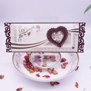High End Wooden <strong>Heart</strong> Style Wedding Invitation <strong>Cards</strong> Creative Greeting <strong>Cards</strong> European Style Gold Stamp Invitation <strong>Cards</strong> - Product Image 1
