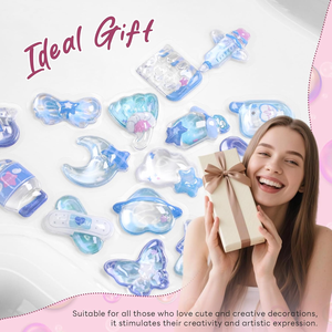 Juego de Pegatinas Personalizadas Azules, Lindas, Impermeables, de PVC con Impresión UV, con Diseño de Mariposas, Corazones, Decoración de Burbujas, Calcomanías 3D - Product Image 5