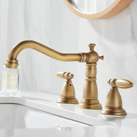 Robinet de lavabo antique à double poignée en laiton mitigeur d'évier de salle de bain de haute qualité