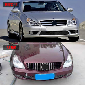 กระจังหน้า Mercedes-Benz CLS-Class W219 GT วัสดุ ABS สีดำเงา ลายเส้นสีเงิน สำหรับเปลี่ยนแทนของเดิม ปี 2009-2011 - Product Image 2