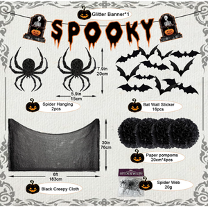 Jack-o'-lantern teschio <span class=keywords><strong>fantasma</strong></span> pipistrello striscioni bandiere turbiniera ghirlanda ventagli di carta pon pon tovaglia <span class=keywords><strong>per</strong></span> decorazioni <span class=keywords><strong>per</strong></span> feste di <span class=keywords><strong>Halloween</strong></span> - Product Image 6
