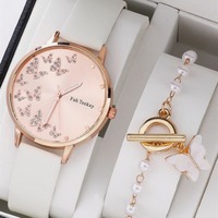 En Gros Montre-Bracelet Classique Tendance Bracelet Papillon Perle Bijoux Femme Cadeau Montres Quartz Set pour Dames
