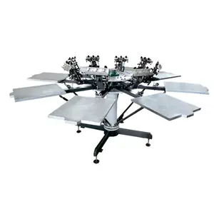 8 color 8 station manual textile screen printing table