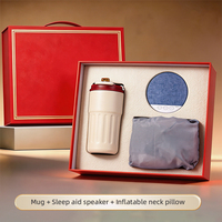 Coffret Cadeau Luxe 3-en-1 Relaxant avec Mug, Haut-parleur pour le Sommeil, Oreiller de Cou – Logo Personnalisé, Cadeau d'Affaires, Clients Corporatifs, Souvenirs de Vacances