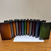 Portefeuille Homme en Cuir Véritable Style Vintage Affaires Long Peint à la Main Couleur Peau de Veau Importée Durable Extensible Multi-emplacements