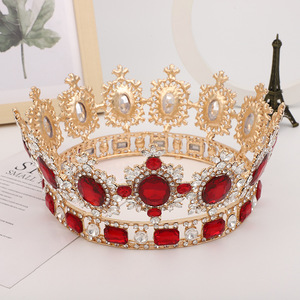 Europe Amérique Couronne de diamants ronds Coiffes Couronnes rétro Accessoires de <span class=keywords><strong>cheveux</strong></span> de mariage Diadèmes de princesse en strass <span class=keywords><strong>pour</strong></span> filles - Product Image 2