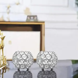 欧洲八角珠水晶球派对婚礼蜡烛杯创意复古中空玻璃氛围效果蜡烛台