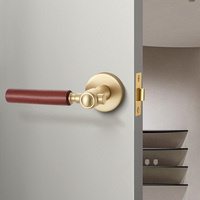 Nouvelle serrure de porte de style chinois moderne, poignée de porte en bois massif à aspiration magnétique, luxe léger or-rose, silencieuse, garantie plus de 5 ans