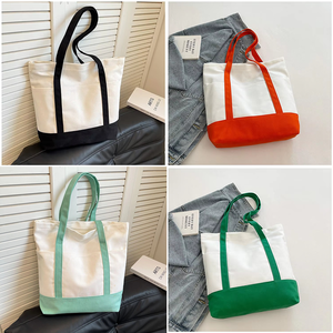 Bolsa de Compras Dobrável de Algodão com Impressão de Logo Personalizado e Bolso Plano em Branco com Zíper - Product Image 3