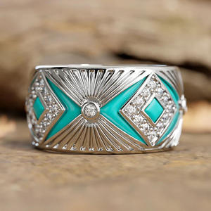 Anillo de Cóctel Geométrico T0873 para Mujer, con Circonita Cúbica Creada en Laboratorio, Engaste Pavé, Anillos de Moda para Fiesta - Product Image 2