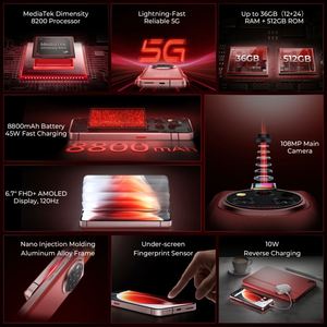 สมาร์ทโฟน Oukitel WP210 รุ่นทนทาน รองรับ 5G ระบบปฏิบัติการ Android 15 หน้าจอ Amoled ความจุ 12+512GB แบตเตอรี่ 8800mAh โทรศัพท์มือถือ Oukitel - Product Image 5