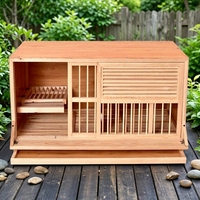 Vente en gros de cage à pigeons moderne en bois naturel, maison pour animaux de compagnie, volière spacieuse pour oiseaux pour salon avec fermeture à bouton