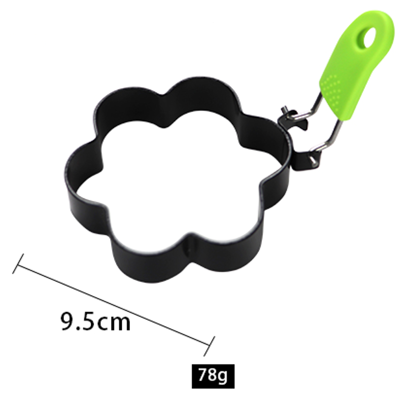 black with green handle (flower shape)