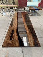 170-80cm nouvelle meilleure qualité personnalisée écologique en bois de noyer massif rivière Restaurant salle à manger café cuisine table en résine époxy