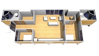 Villa de luxe standard australien de 80m2 3 chambres/2 salles de bain petite maison conteneur d'expédition préfabriqué grand panneau sandwich en verre