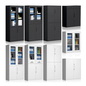 Có thể điều chỉnh Kệ 2 đôi Swing Glass nửa lưu trữ đồ nội thất văn phòng nhà kim loại thép-cửa tập tin tủ với hai ngăn kéo giữa - Product Image 5