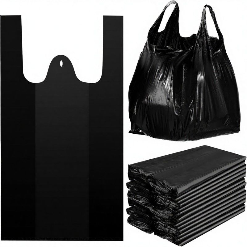Black PE Plastic Shopping Bags with