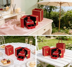 Boîte <span class=keywords><strong>à</strong></span> bijoux en forme d'ours <span class=keywords><strong>à</strong></span> double porte, ensemble de cadeaux, savon en forme d'ours, fleur, bague, collier, boîte d'emballage pour Noël, Saint-Valentin - Product Image 5