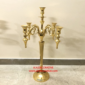 Shiny gold Plated Aluminum <b>Candelabra</b> with 5 Arms Unique design Luxury Floor decoration Handmade <b>Candelabra</b> for Living Room - Product Image 2