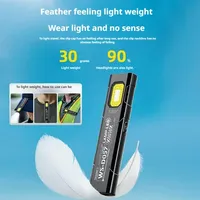 Luce da Lavoro LED COB Magnetica Ultra Sottile 30g in Plastica, IP65, Ricaricabile USB-C, Torcia con Clip per Cappello, Portatile per Emergenze