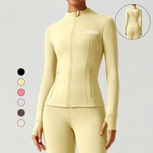 Chaqueta de Yoga Lulu para <span class=keywords><strong>Mujer</strong></span>, Elástica en Cuatro Direcciones, Cuello Ajustado, Cierre de Cremallera, Ecológica, de Secado Rápido, Lujosa, para Fitness, Agradable al Tacto, <span class=keywords><strong>Deportiva</strong></span> - Product Image 1